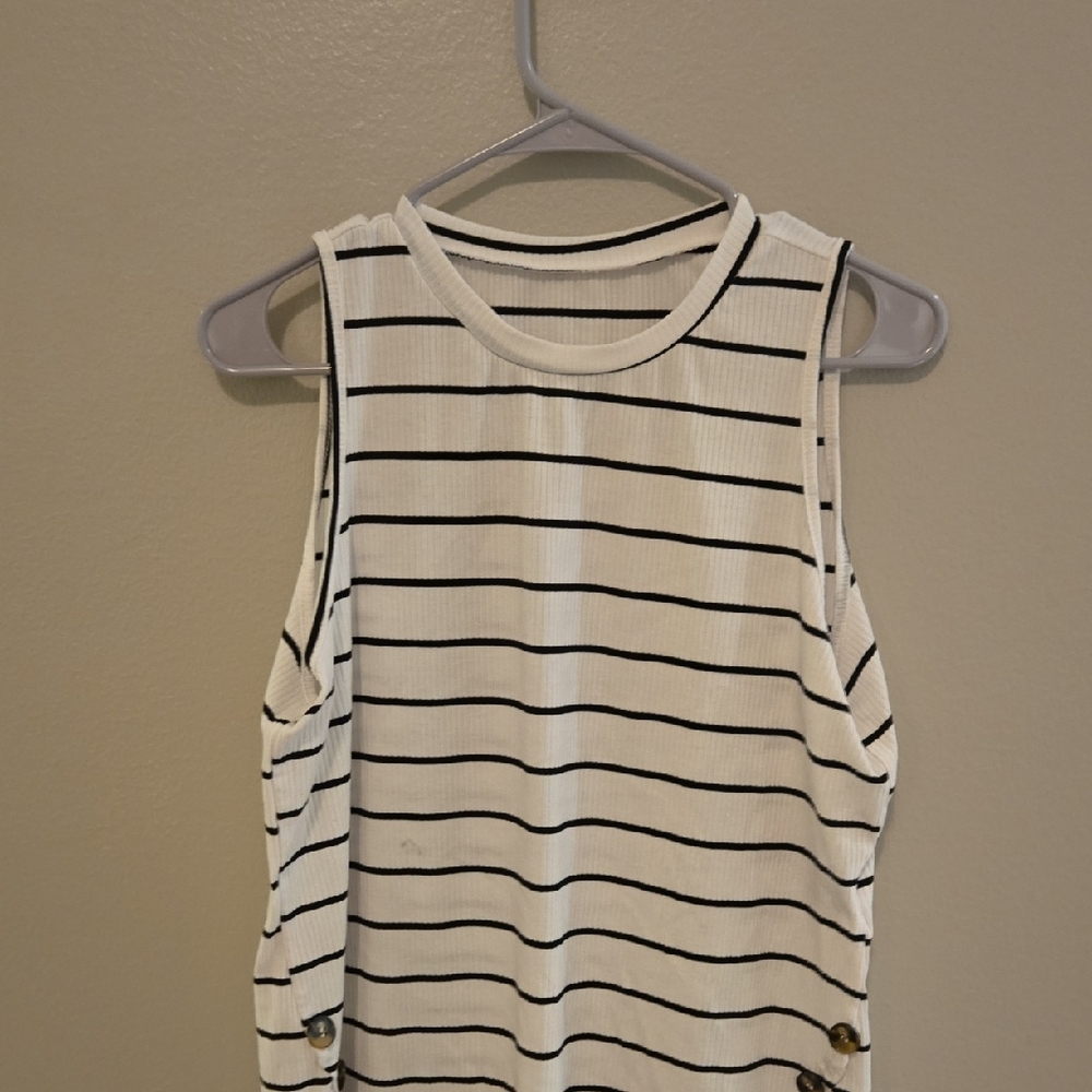 Striped Sleeveless Top - Black and White